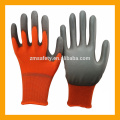 Graue PU getauchte Handfläche und Finger Nylon Arbeitshandschuhe